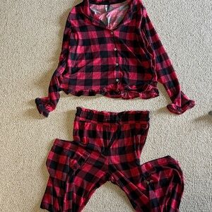 Women's Plaid Pajama Set - Red and Black